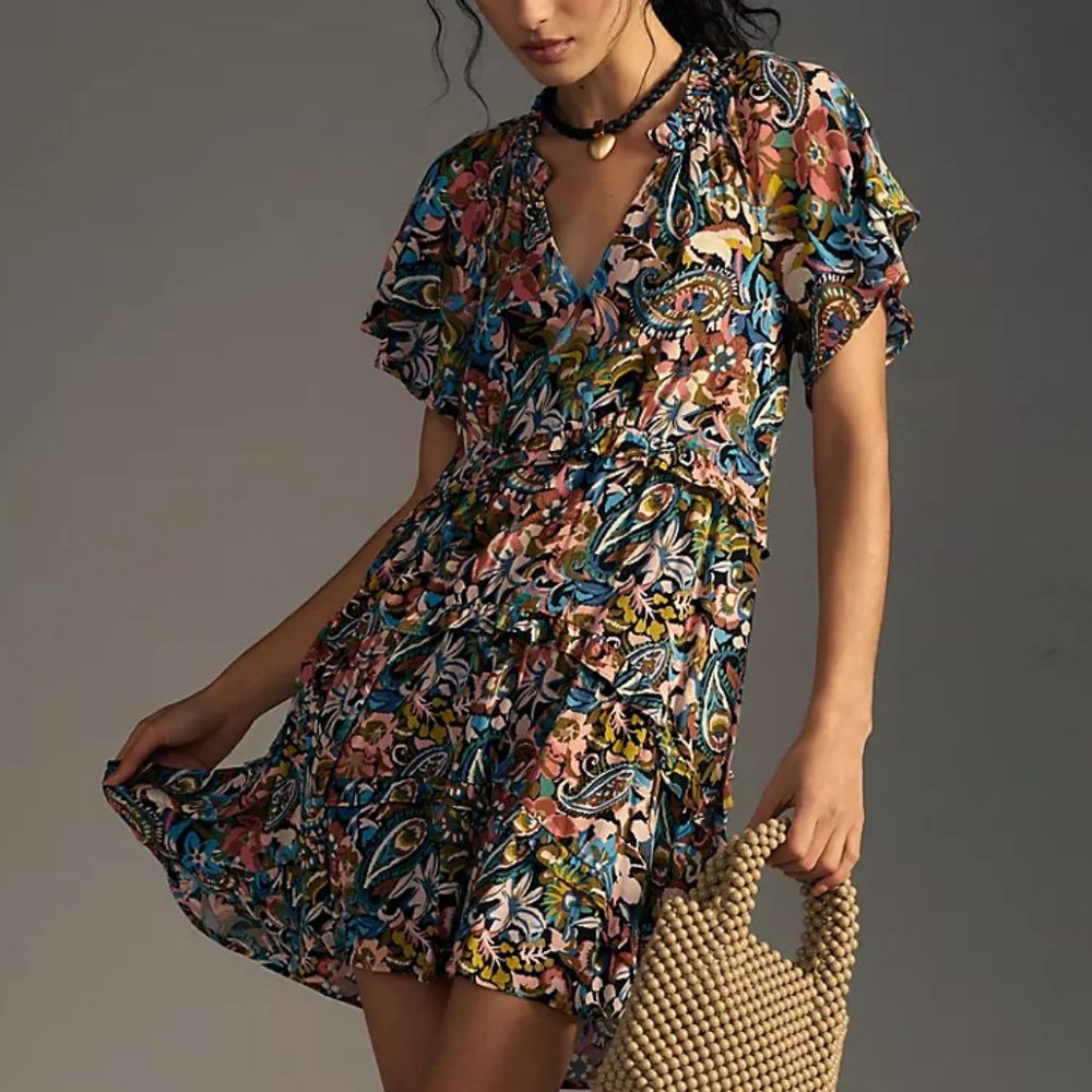 HTF By Anthropologie Robin Tiered Mini Dress